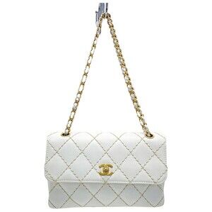 CHANEL Matelasse Wild Stitch White Chain Shoulder Bag